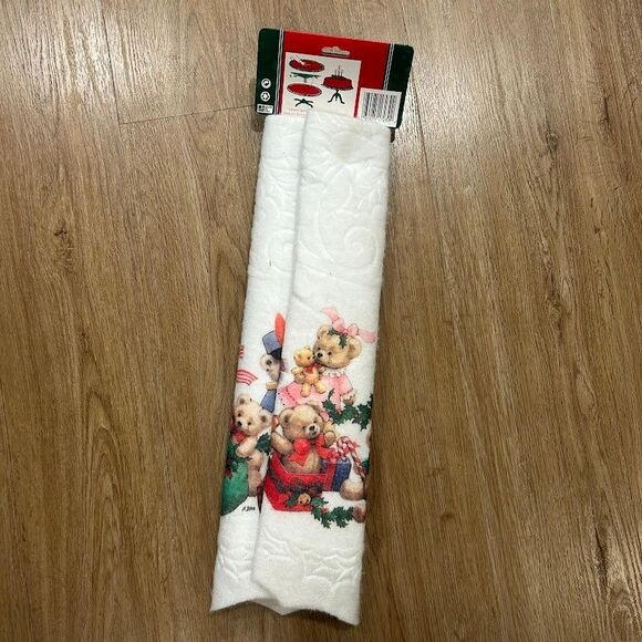 NEW 90s Vtg Santas Best Christmas Tree Skirt Felt Santa Animals Table Cover - Picture 2 of 7